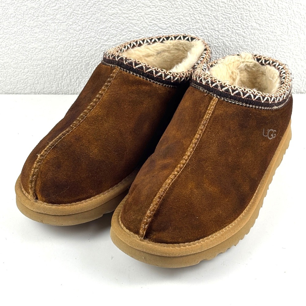 UGG Tasman Suede Slippers Womens 7 Chestnut Brown Braid Slip On Loungewear Cozy